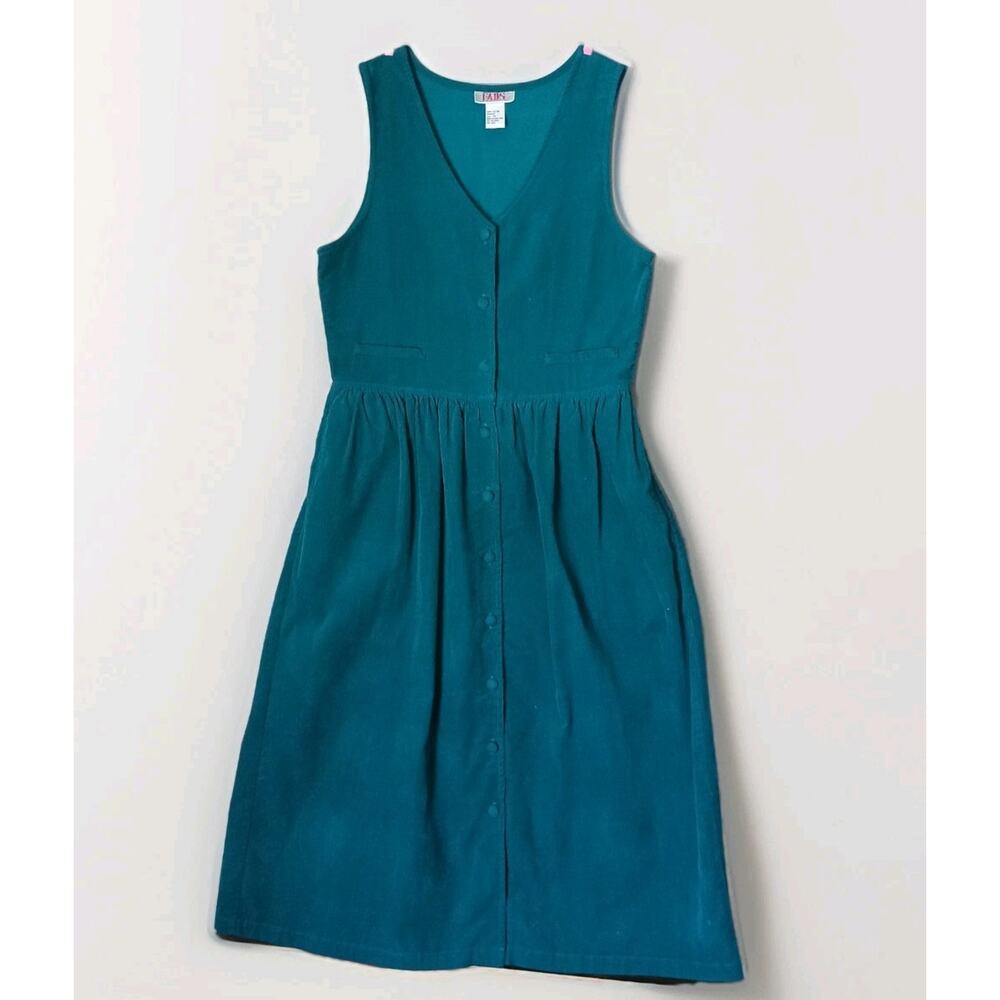 Fads Vintage Green Jumper Corduroy Overall Dress | Womens 10